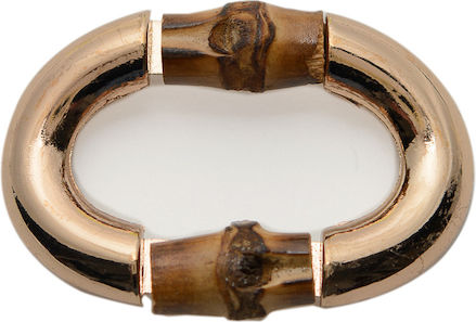Metal Decorative Bamboo Oval 5x3.5cm Gold