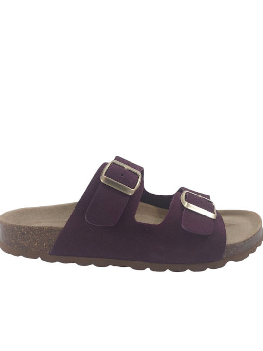 Leder Flache Sandalen für Damen Anatomisch in Lila Farbe