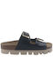 Δερμάτινα Γυναικεία Σανδάλια Flatforms Μαύρα