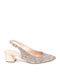 Leather Pointed Toe Gold Medium Heels