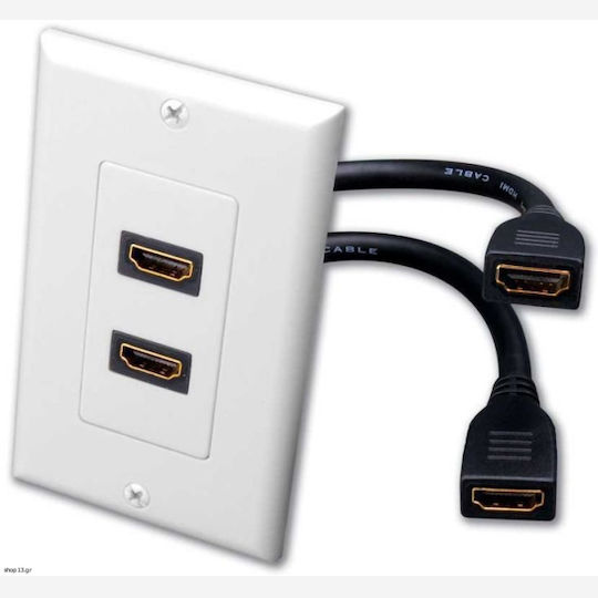 Priză de perete Powertech 2 x HDMI 19 pini