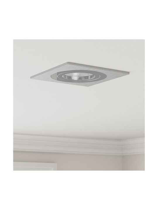 vidaXL Square Metallic Ceiling Spot with Built-in LED and Warm White Light Silver 9.1x9.1cm 6pcs