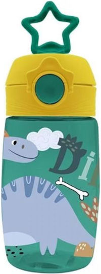 Must Team Plastic Kids Water Bottle Dinosaurs with Straw Dino 480ml