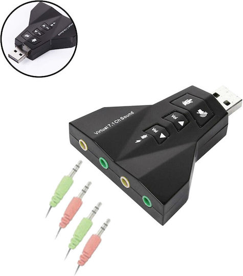 External USB Sound Card 7.1 Headphone Microphone Output