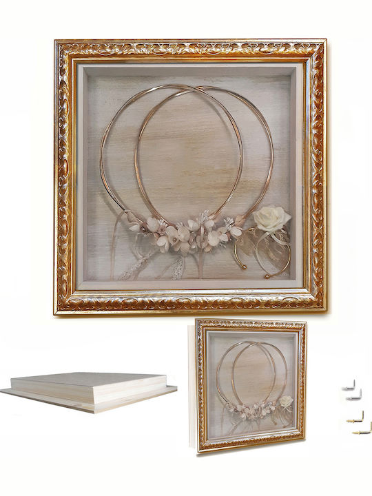 Tablo Luxus Goldene Hochzeitskronenbox 30x30 cm 3 cm Tiefe