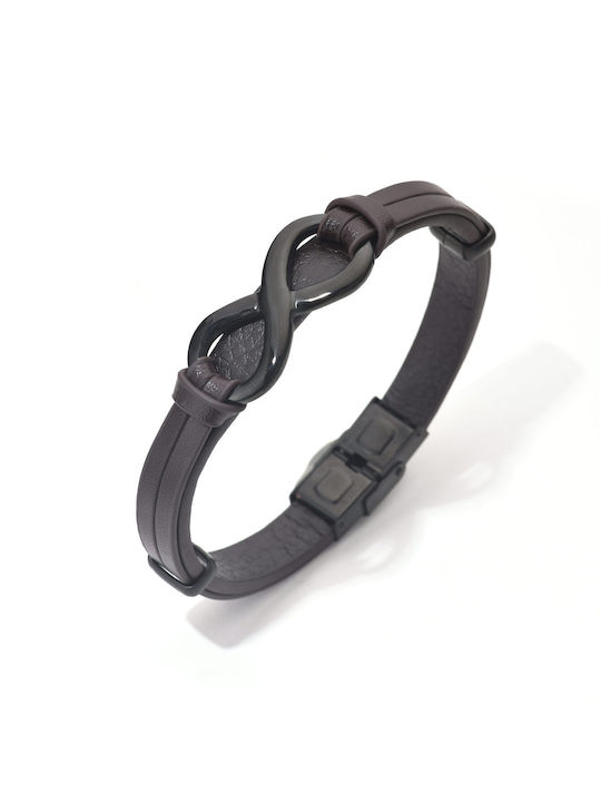 Toro Nero Brățară Pentru Bărbați Cu Design Simbol Infinit Din Piele 21cm