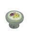 Porcelain Knob Yellow Pink Flower Finetto Art.031v 30mm Silver 256-031v Yellow Pink