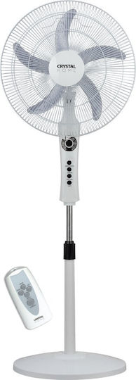 Crystal Home Air Control Ανεμιστήρας Ορθοστάτης 60W Διαμέτρου 45cm με Τηλεχειριστήριο Λευκός