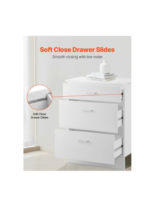 Vevor Small Storage Furniture Shaker Base Cabinet 24 Inches Width X 19 Inches Depth X 32 Inches Height Ready To Assemble 3 Drawers