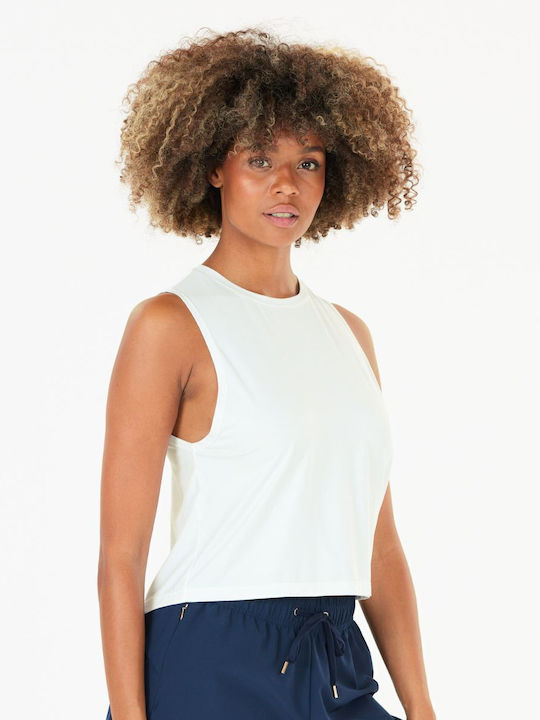 Γυναικείο Αθλητικό Crop Top Αμάνικο White