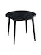 Stil Round Bar Table Wooden Marble Effect Black 90x77.5x90cm