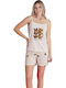 PijaMood Summer Women's Pyjama Set Beige