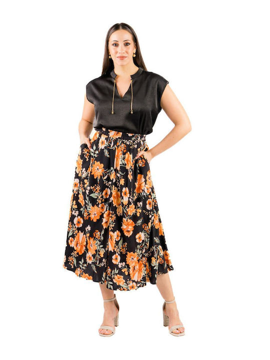 Φούστα Floral Μαύρη