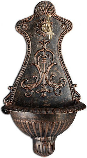 Antiker Gartenbrunnen aus Aluminium mit goldenem Wasserhahn Relaxdays Ca. Maße 66 x 37 x 19,5 cm Bronze