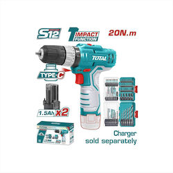 Total TOSLI241197E Percussive Drill Driver 12V 2x1.5Ah
