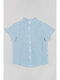 Kids Striped Shirt Short Sleeve Linen White-Blue