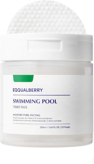 Eqqualberry Swimming Pool Facial Toning Pads With Centella Asiatica Panthenol And Hyaluronic Acid 70 Pieces