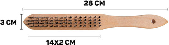 Wire Brush Rust Removal Wooden Handle 4 Rows Wire Bristles Geko G00734