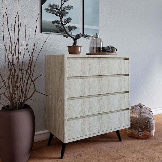 Suvera Wooden Chest of Drawers Travertine Beige 70x40x86cm
