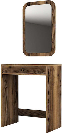 Bodenstehende Schminktisch Schlafzimmer Lizbon Holz Walnut mit Spiegel 70x40x84,7cm