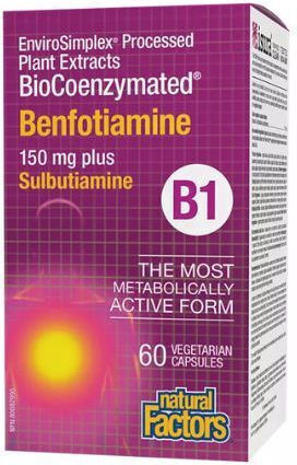 Natural Factors BioCoenzymated Benfotiamine Vitamin for Energy & the Nervous System Natural 60 veg. caps