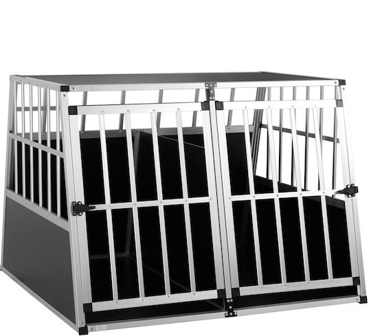 XXL Hundetransportbox Schwarz Silber 97 x 90 x 70 cm