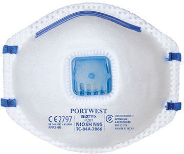 Portwest Μάσκα Προστασίας FFP2 με Βαλβίδα Λευκή P201WHR 10τμχ