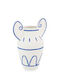 Bizzotto Greek Porcelain Amphora White Blue 15.7x10.5x20.3