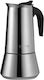 Ertone Elektrisch Espresso-Kanne 6 Cups Edelstahl Silber