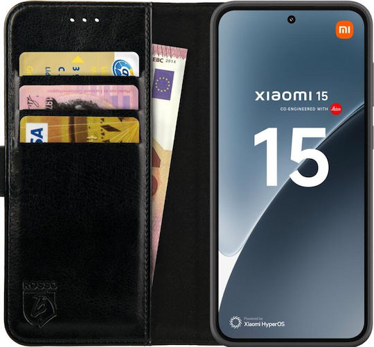 Rosso Wallet Synthetic Leather / Silicone Black (Xiaomi 15)