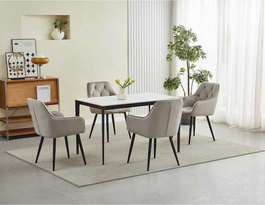 Scaune Bucătărie Catifelate Dark Beige And Black 1buc 56x62x83.5buc
