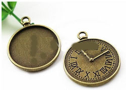 Μενταγιόν Μεταλλικά Antique Bronze Clock 25mm 2 Τεμ
