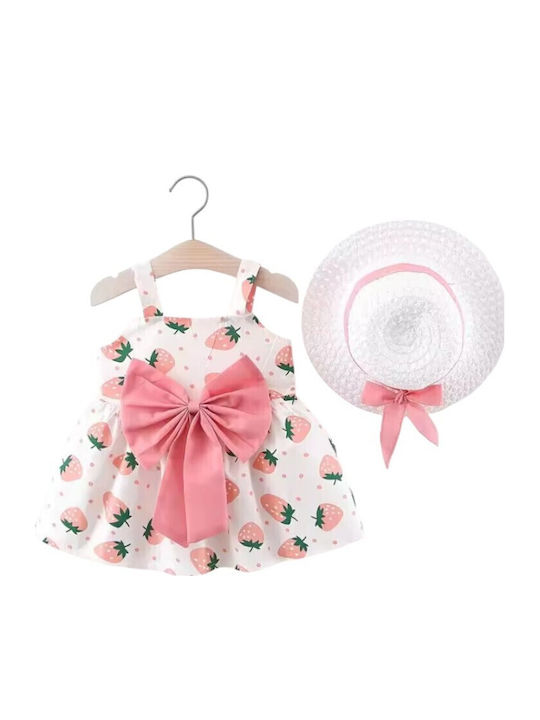 Girls Dress Sleeveless Set with Accessories White/Pink
