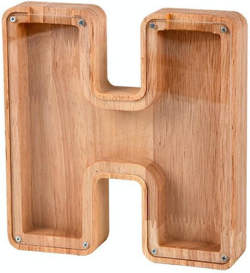 Wooden Money Box English Alphabet Transparent Acrylic Money Box H