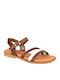 Leather Women's Flat Sandals Anatomic in Brown Color
