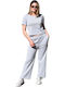 Women's Beige Ice Grey Set with Pants with Elastic