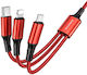 Borofone Bx50 Geflochten USB zu Blitzschlag / Typ-C,TC-TC / Micro-USB Kabel 2.4A Rot 1m