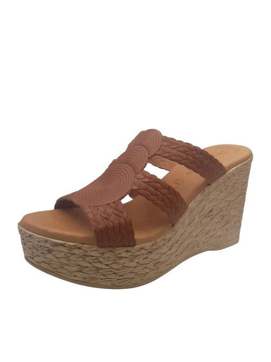 Anatomic Women's Leather Platform Wedge Sandals Tabac Brown
