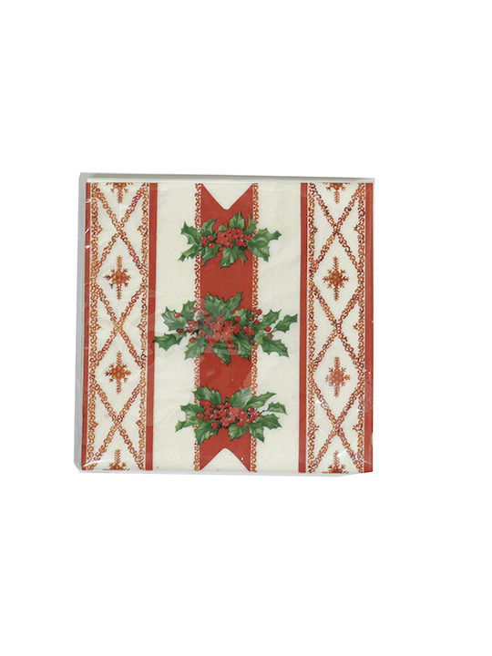 General Trade Set of Christmas Napkins L33xW33cm. 20pcs Mistletoe