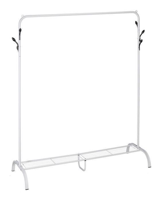 Clothing Rack Shelf 6 Hooks Dimensions 145 X 132 X 44 Cm White Black Relaxdays