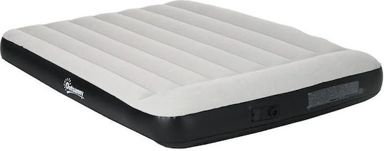 Saltea de camping pentru 2 persoane, gonflabilă, cu pompă electrică încorporată 220-240 V, PVC, gri-negru, 203x152x30 cm