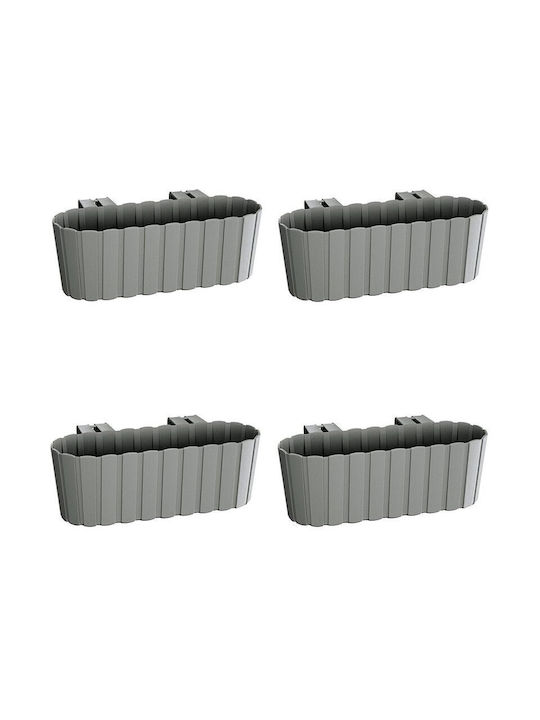 Set aus 4 dekorativen Pflanzgefäßen mit Plastikständer, Grau, 4,9 L, 38,3x21,2x13 cm, Boardee Hook