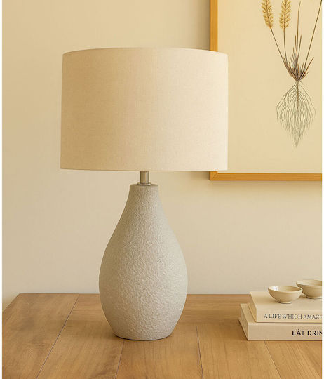 InTheBox Ceramic Table Lamp with Beige Shade and White Base