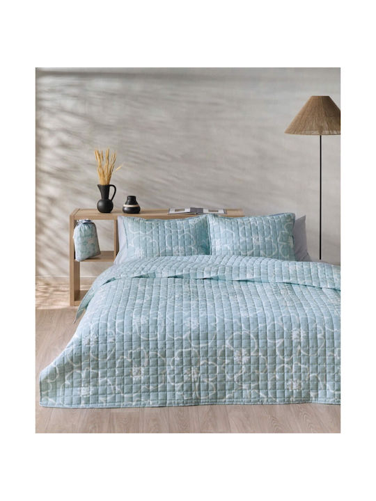 Kentia Gerani Set Coverlet King Size from Polyester 33 Ciel 260x240cm
