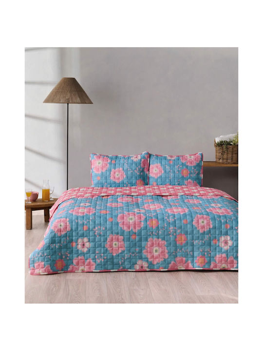 Kentia Agnes Σετ Κουβερλί Μονό από Πολυεστέρα Pink-ciel 160x220cm