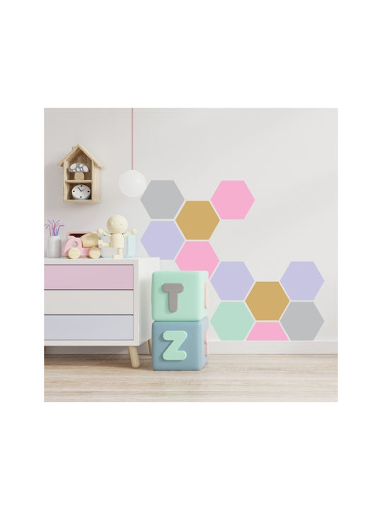 Wall Stickers Kids Room Hexagon 1 Piece Orange