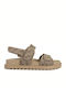 Women's Flat Sandals with Strap in Beige Color