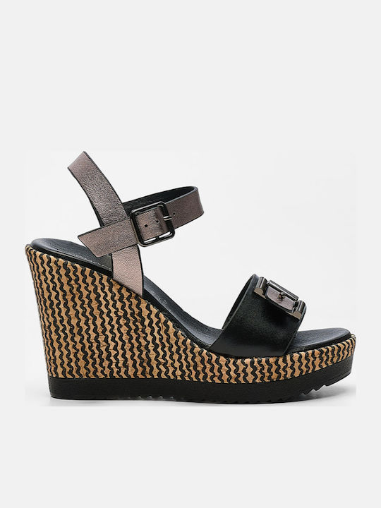 Anatomic Women's Leather Ankle Strap Platforms Black