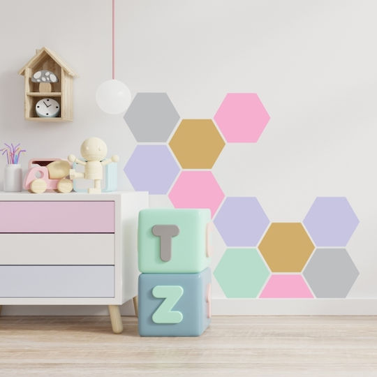 Wall Stickers For Kids Room Ηexagon 1 Pc. - Gold