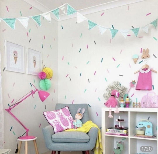 Wall Stickers For Nursery-kids Room Strip Shape Set Of 44pcs. - Golden Yellow Wall Stickers For Nursery-kids Room Strip Shape Set Of 44pcs. - Golden Yellow